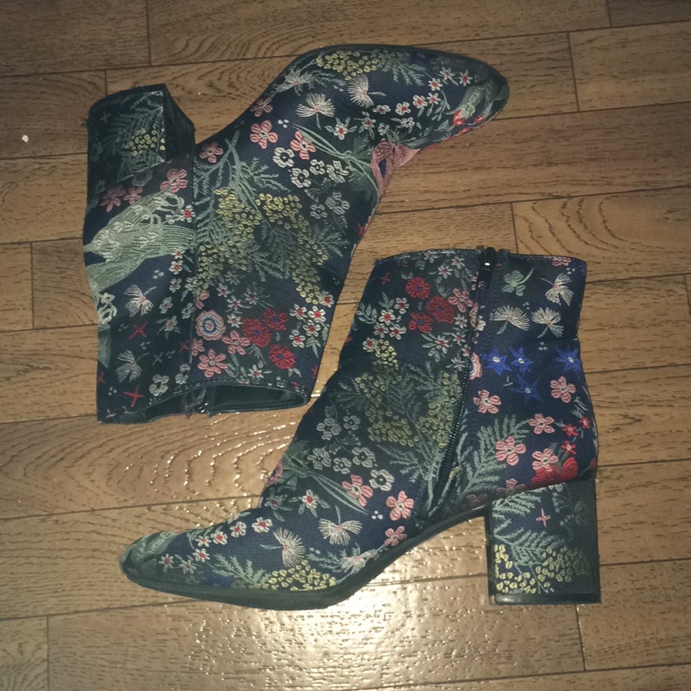 Floral ankle booties